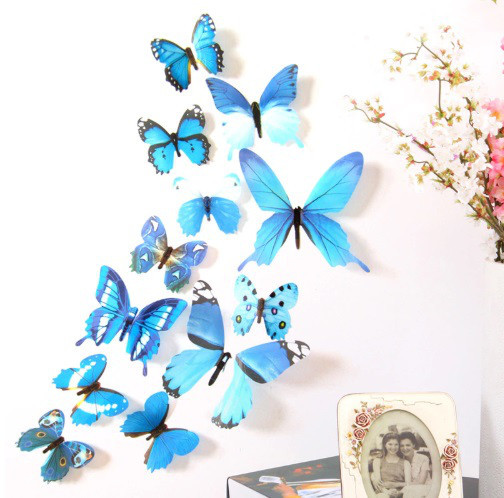 Набор голубых бабочек на скотче - 11шт. Киев - изображение 1