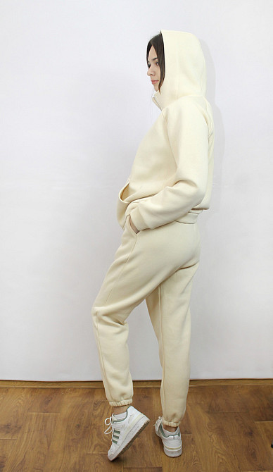 Костюм женский теплый спортивный на флисе кофта на змейке Молочный 42/44 Харьков - изображение 2