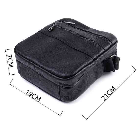 Чоловіча сумка месенджер із зернистої натуральної шкіри Shvigel 22847 Чорна Київ