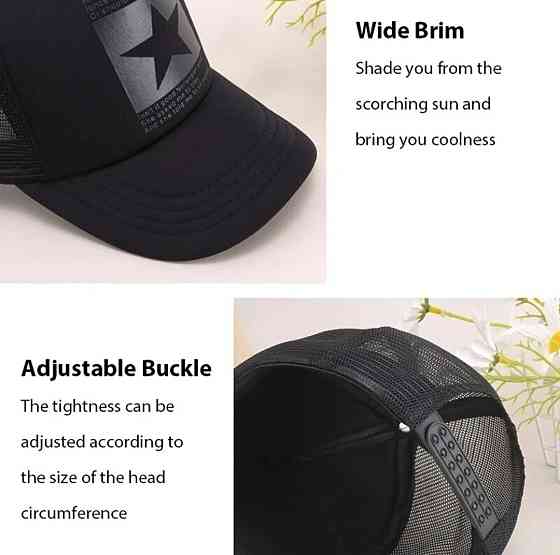 Бейсболка летняя с принтом для мужчин и женщин 54-60 черный Киев