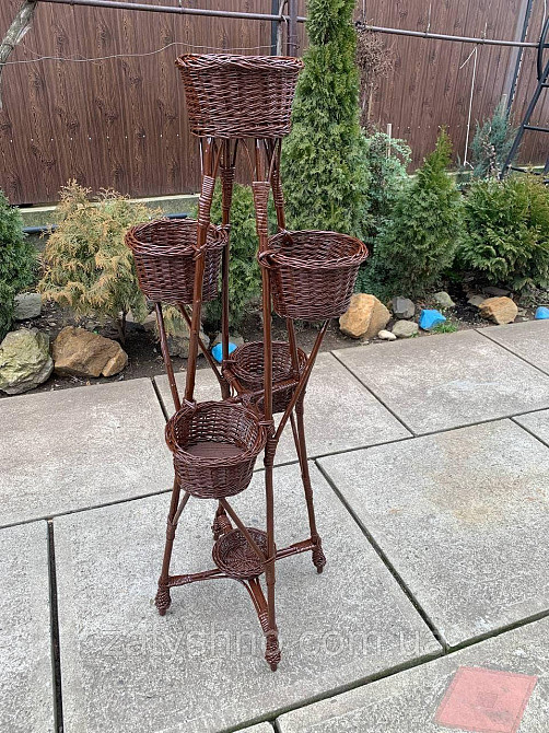 Плетеная коричневая подставка для 6шт вазон или цветов Киев - изображение 4