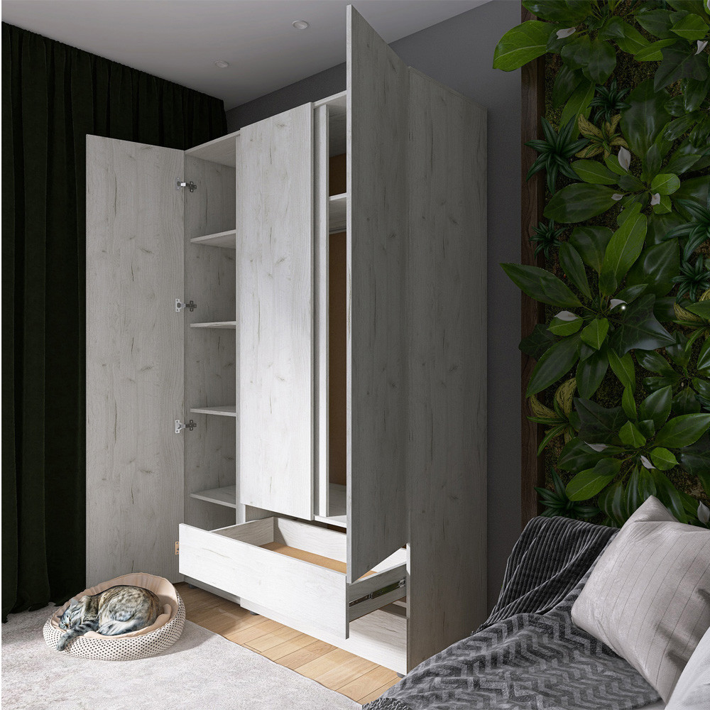 Шафа тридверна Еверест ШЛ-3 Лайт Дуб Крафт білий (DTM-071085) Львів - фото 3