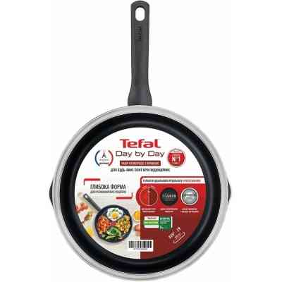 Сковорода Tefal Day by Day 20 см, з кришкою, алюміній, бакеліт, скло, чорний (B5580223UA) Вінниця