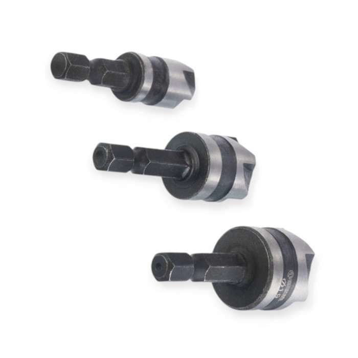 Набір зенкерів під капелюшок саморіза 3шт 12,16,19мм 1/4", 5 зубів Мукачево - фото 1