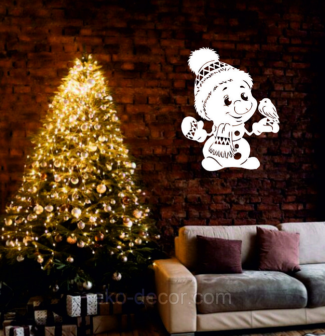 Декоративное настенное Панно «Снеговик», Декор на стену 110*87 см Киев - изображение 2