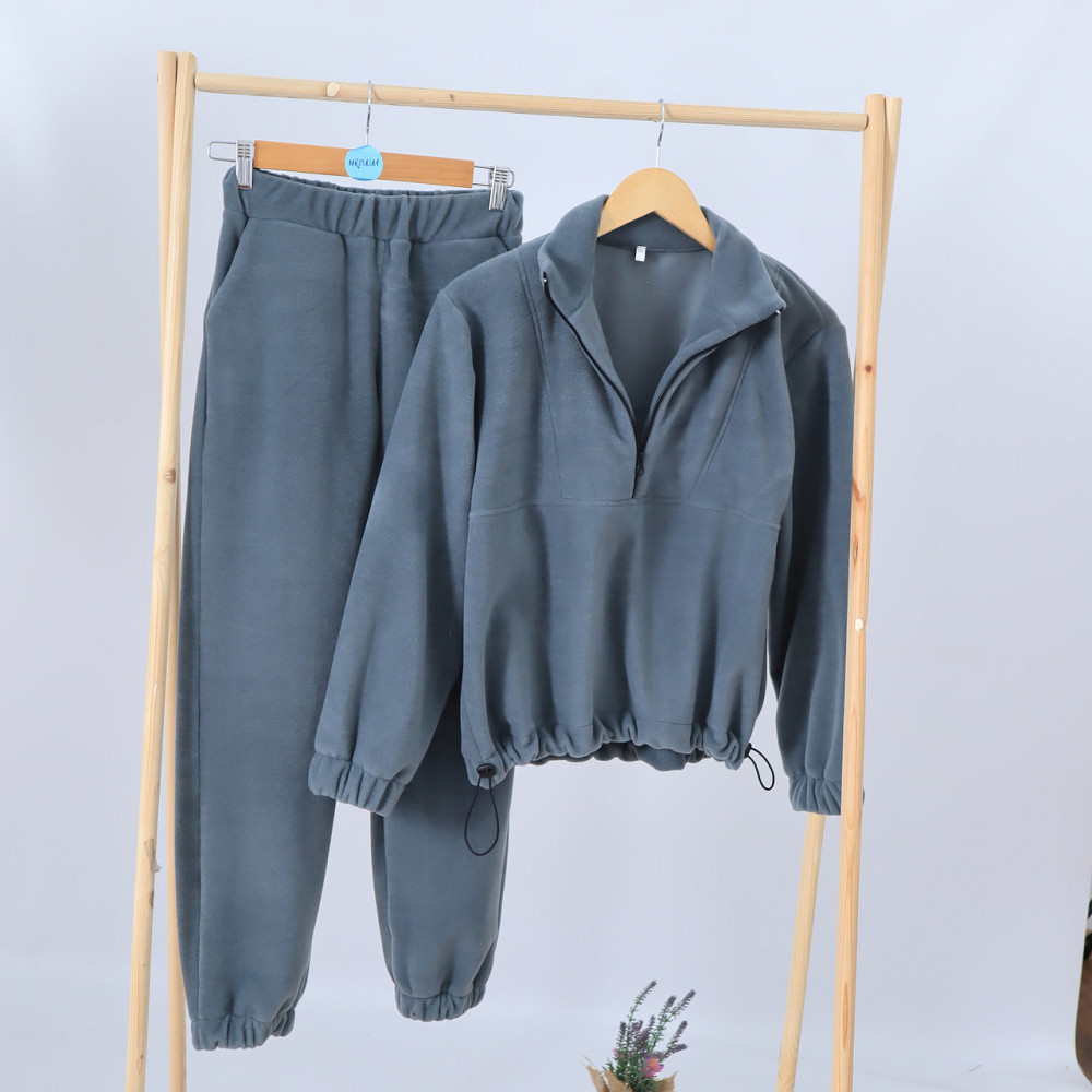 Дитячий теплий Флісовий термо костюм (толстовка на затяжках + штани палаццо) оливковий 92 Кам'янець-Подільський - фото 9