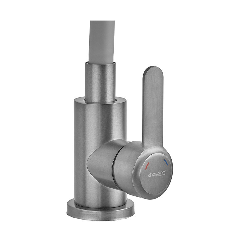 Кухонный смеситель Champion EZA-011 Graphite REFL.Gray с силиконовым серым изливом из нержавеющей стали (CH6566) Харьков - изображение 4