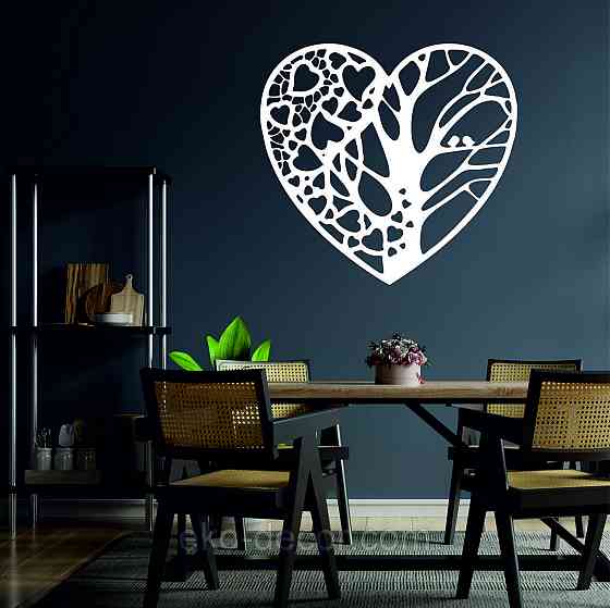 Декоративное настенное Панно «Дерево сердце» Декор на стену 70*65 см, Белый Киев