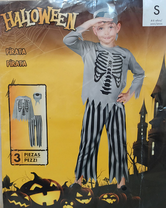 Дитячий костюм Пірат для вечірки на Хелловін футболка з довгим рукавом, штани, бандана розмір S 4-6 років сірий Київ - фото 4