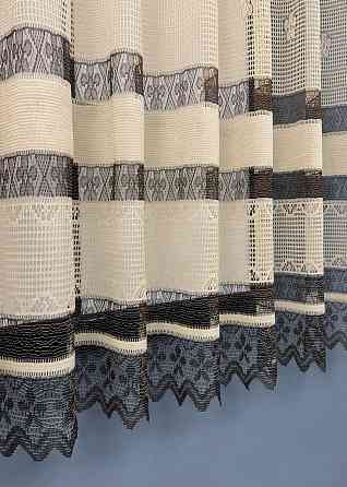 Тюль сітка VR-Textil Juli № 1874т Арка на кухню колір бежевий з венге 400х150 см (53-0148) Київ