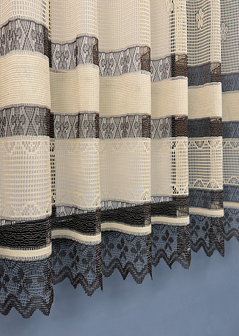 Тюль сітка VR-Textil Juli № 1874т Арка на кухню колір бежевий з венге 400х150 см (53-0148) Київ - фото 6