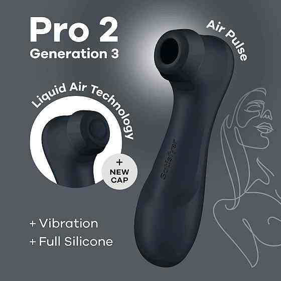 Вакуумний кліторальний стимулятор Satisfyer Pro 2 Generation 3 with Liquid Air Dark Grey Sex Aura Київ