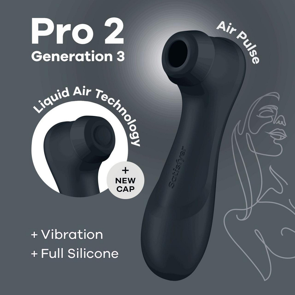 Вакуумний кліторальний стимулятор Satisfyer Pro 2 Generation 3 with Liquid Air Dark Grey Sex Aura Київ - фото 1