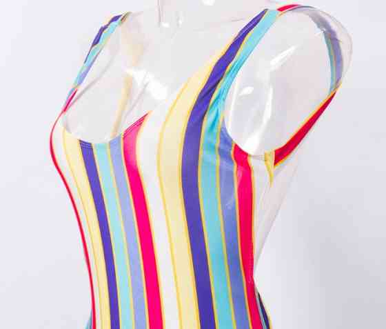 Купальник суцільний у смужку без підкладки та поролона XL різнобарвний Київ