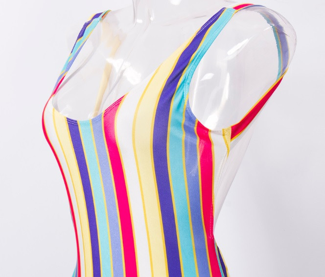 Купальник суцільний у смужку без підкладки та поролона XL різнобарвний Київ - фото 4