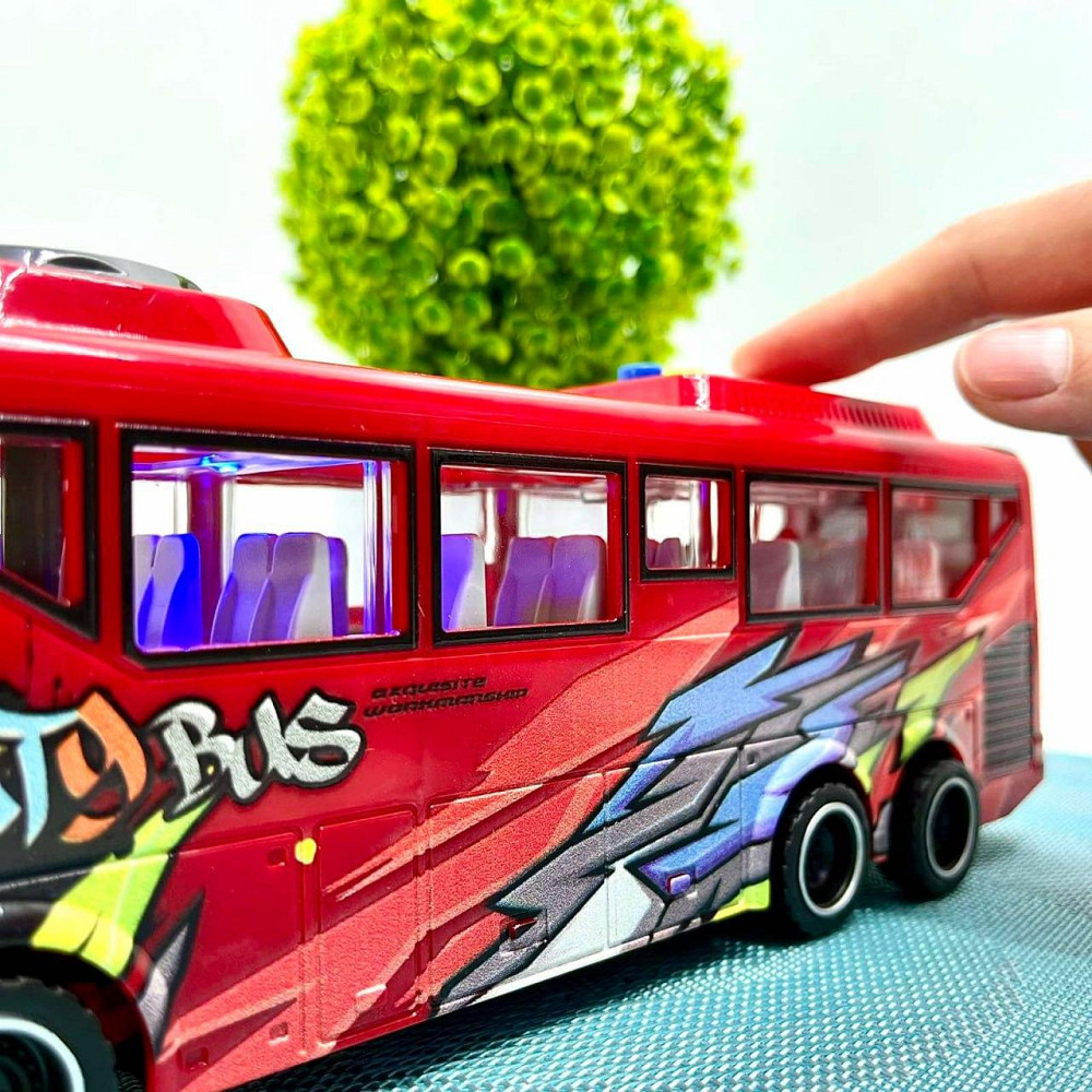 Автобус з інерцією підсвічуванням та звуком відкриваються двері 27см Червоний (JS162BC) Чернігів - фото 10