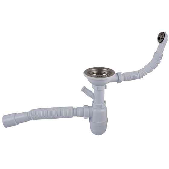 Сифон OPTIMUM 31/2″*40 для мийки з відведенням для прал маш, з круглим гнучким переливом та гнучкою трубою 40х40/50 OPTI 27243 Тернополь