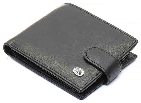 Чорне чоловіче портмоне з натуральної шкіри з фіксацією ST Leather ST103 Київ