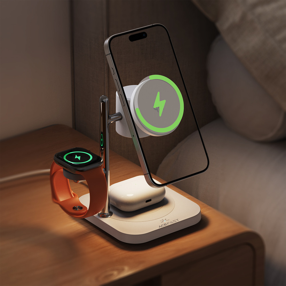 Бездротовий зарядний пристрій ACEFAST E39 desktop 4-in-1 wireless charging holder White Одеса - фото 7