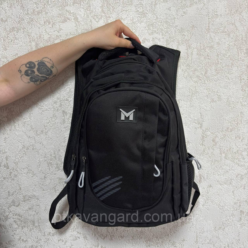 Рюкзак школьный (размер 33х14х46см, 3 отделения, ортопедическая спинка) черный C 65518 Хмельницкий - изображение 1