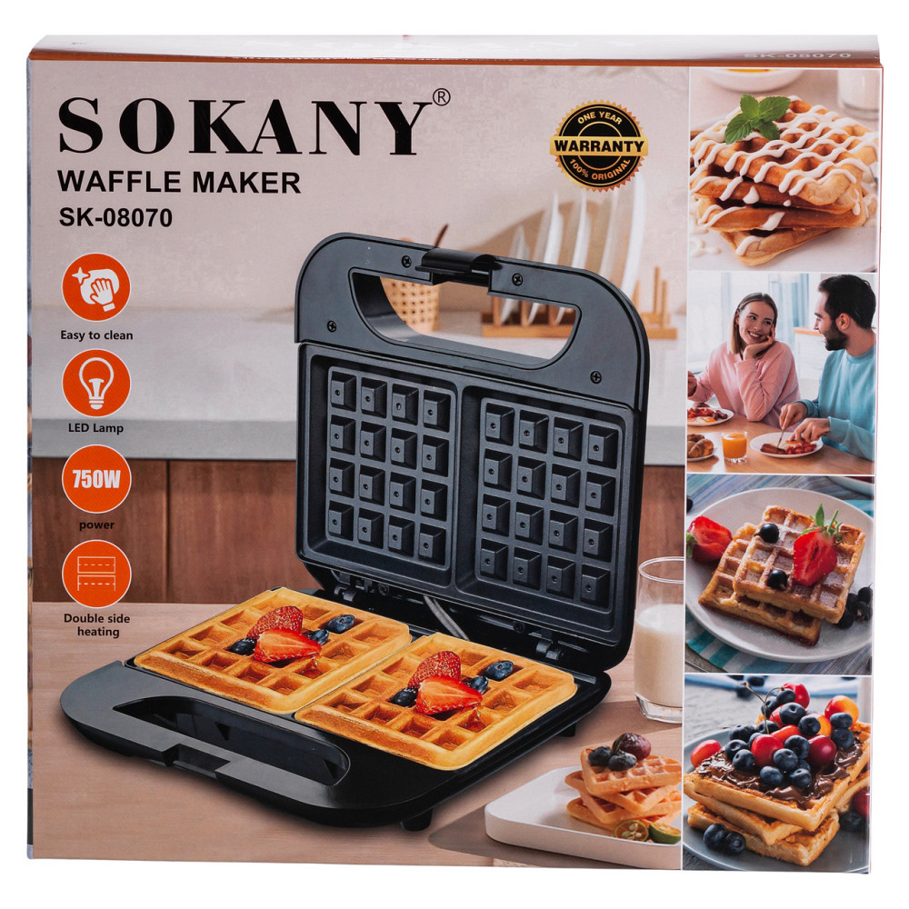 Sokany Вафельниця з антипригарним покриттям, швидким нагріванням і квадратною формою вафель 750 Коломия - фото 10