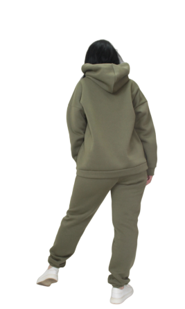 Женский спортивный теплый костюм трехнитка на флисе Хаки XL/2XL Харьков