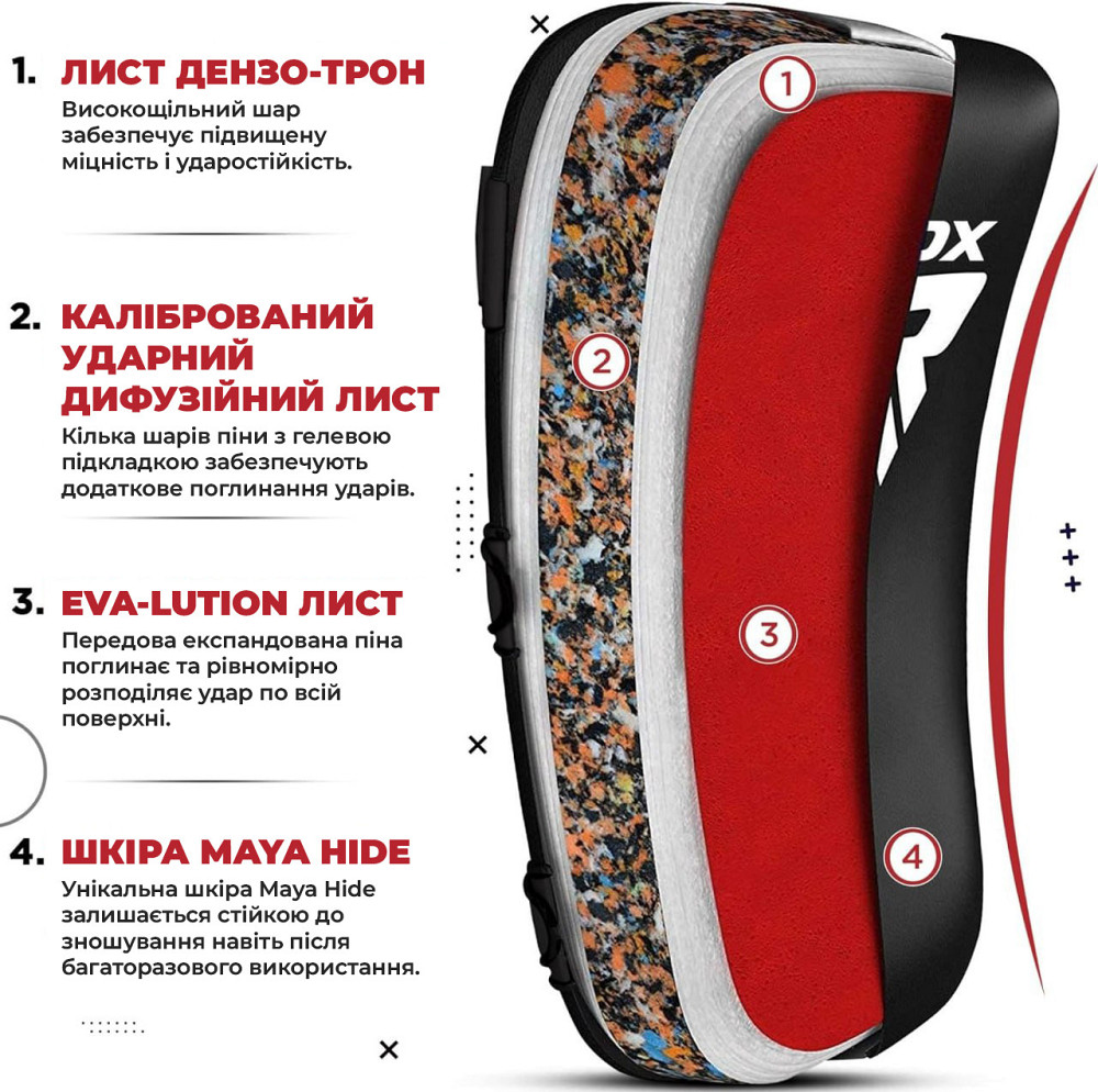 Пади для тайського боксу RDX T1 Curved Thai Kick Pad White  (1 шт.) Каменское - изображение 8