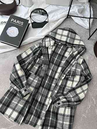 Жіноча повсякденна сорочка в клітинку з капюшоном турецький кашемір Сірий, 42/46 Одеса