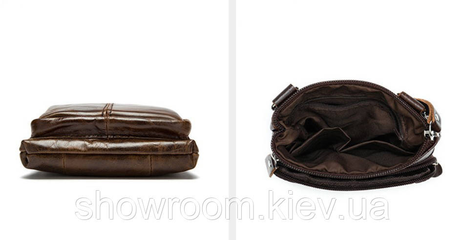 Маленькая мужская кожаная сумка Leather Collection (5042) brown Киев - изображение 5