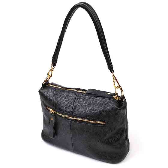 Интересная сумка через плечо из натуральной кожи 22135 Vintage Черная Киев