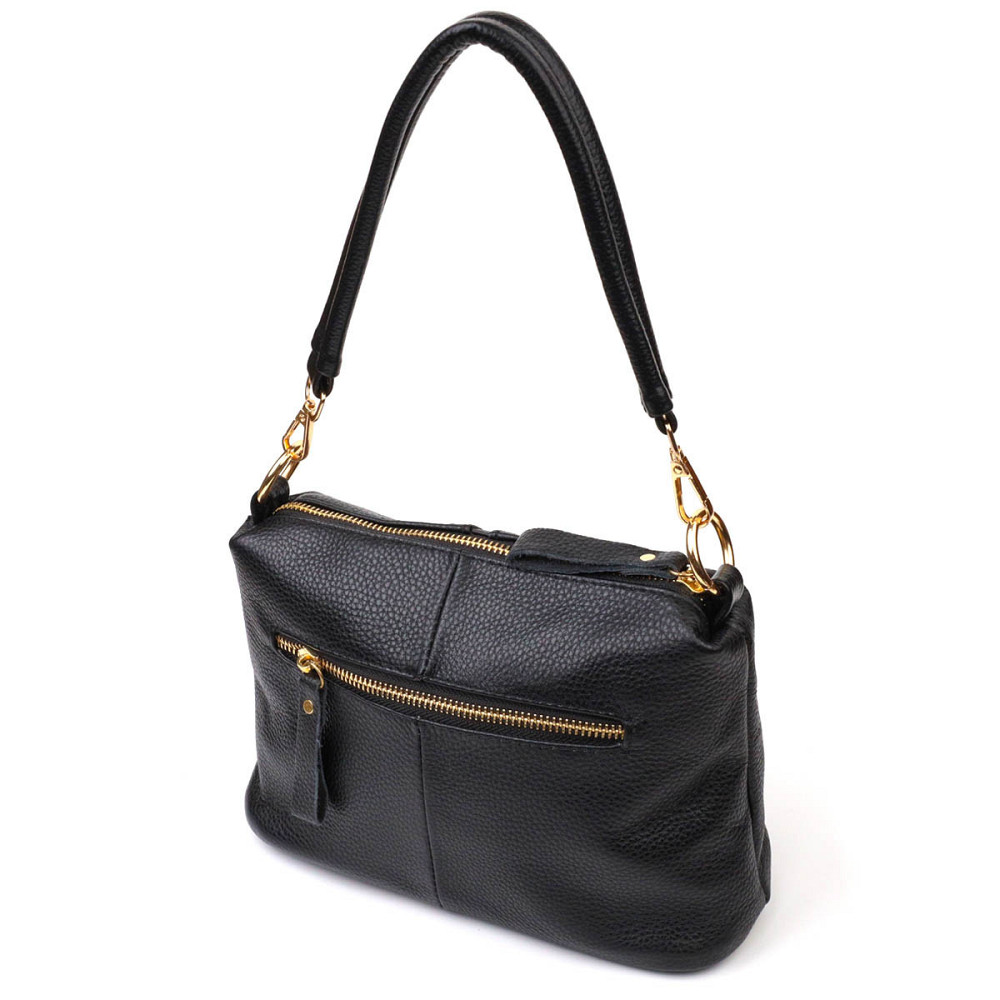 Интересная сумка через плечо из натуральной кожи 22135 Vintage Черная Киев - изображение 2