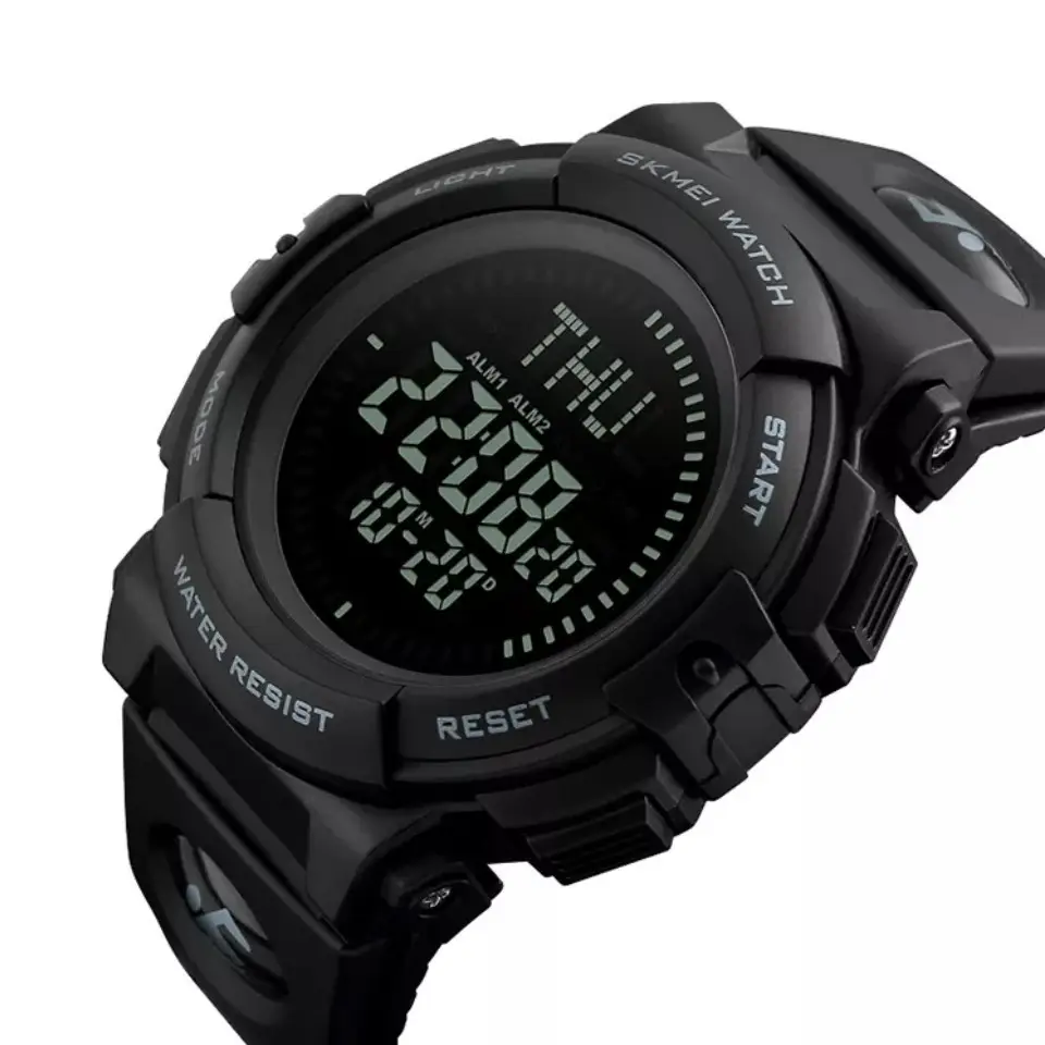 Часы мужские спортивные с компасом Skmei 1290 (Черные) Винница - изображение 2