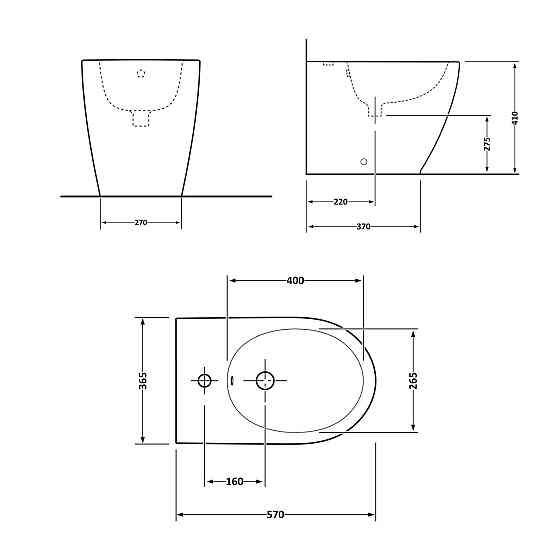 Біде підлогове Qtap Robin 565x360x405 Matt black QT13442141CMB Київ