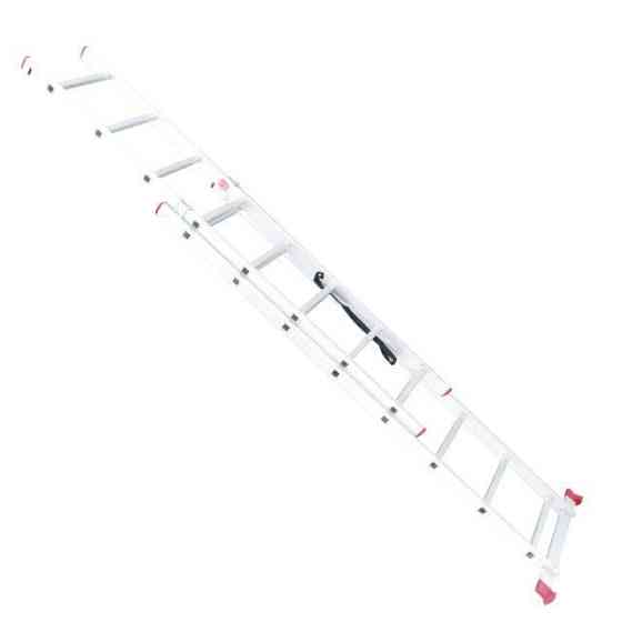 Драбина алюмінієва, 2‑секційна універсальна розкладна, 2×8 сход., 3,69 м, 150 кг INTERTOOL LT-0208 Київ