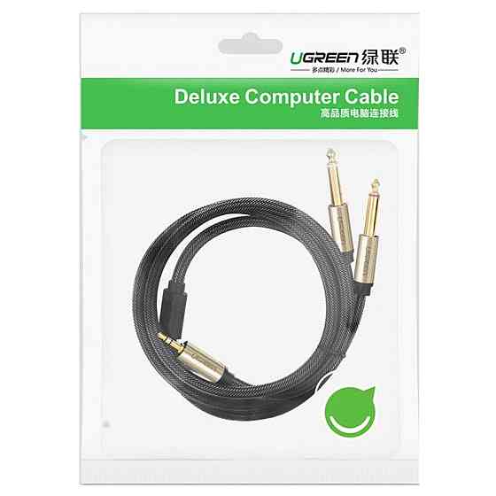 Аудіо кабель UGREEN 3.5 мм TRS - Dual 6.35 мм TS Audio Cable 1m (Gray) UGR-10613 Одеса
