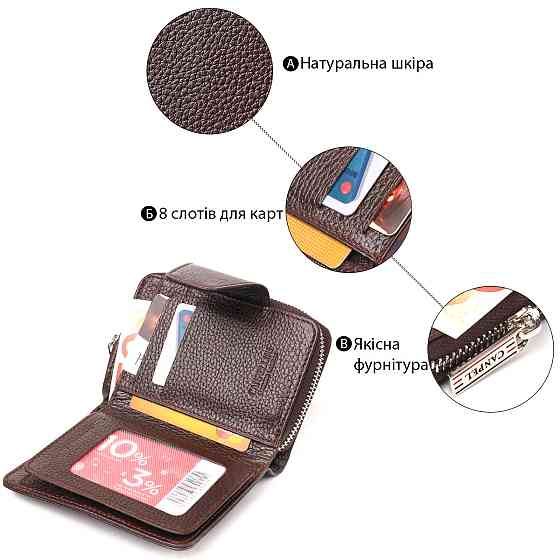 Красивое вертикальное портмоне для женщин с монетницей на молнии из натуральной кожи флотар CANPELLINI 21600 Коричневое Киев