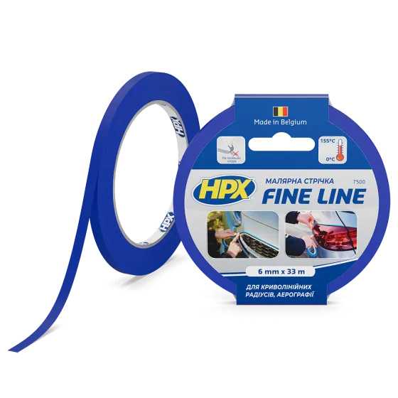 Маскуюча стрічка (скотч) HPX FINE LINE 6 мм*33 м для криволінійних контурів (FL0633) Киев