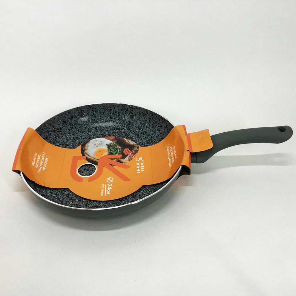 Литая сковорода с антипригарным покрытием Well Done WD-1024B 24 см, Легкая в использовании сковорода TC-93 Львов - изображение 1