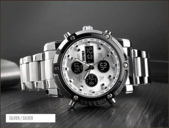 Классические наручные часы Skmei 1389 серебристые с черным Серебристый с белым Киев