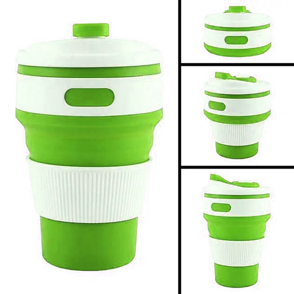 Стакан складной силиконовый 350 мл с крышкой салатовый Киев - изображение 2