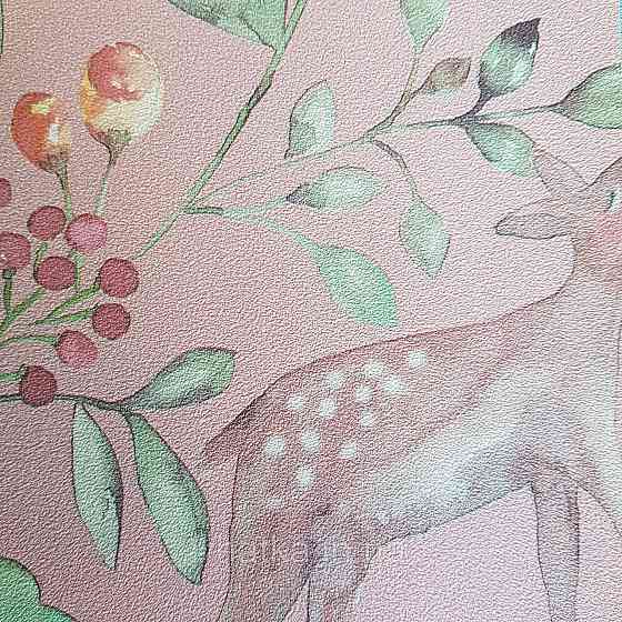 Флізелінові шпалери дитячі BN Doodleedo 0,53 х 10 м тварини олені квіти листя на рожевому Київ