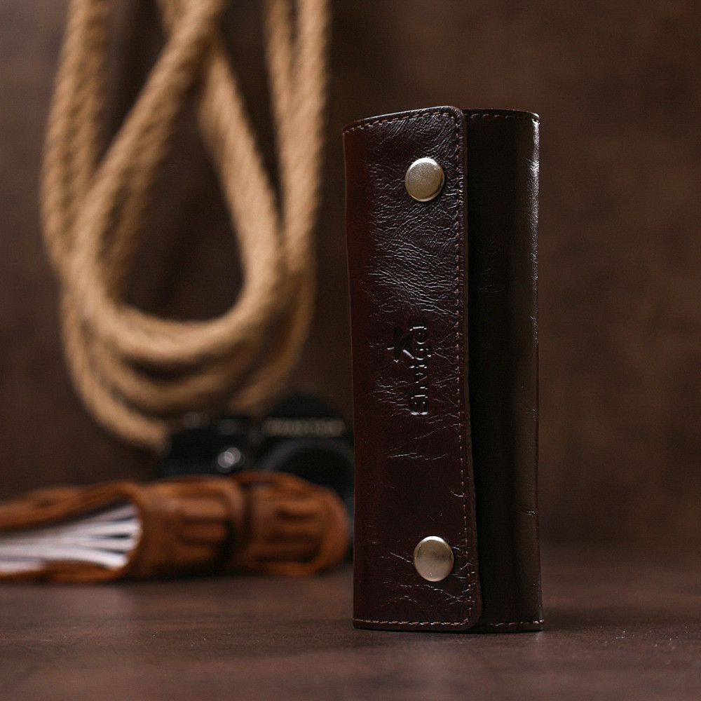 Удобная кожаная ключница Shvigel 16534 Коричневый Киев - изображение 8