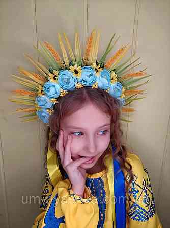 Віночок з колосками та стрічками Обідок обруч з квітами "Колоски середній" Кривий Ріг