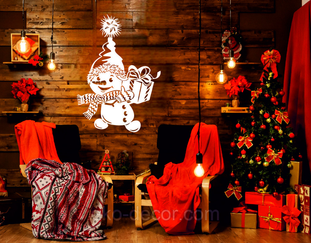 Декоративное настенное Панно «Снеговик», Декор на стену 90*63 см, Белый Киев - изображение 2