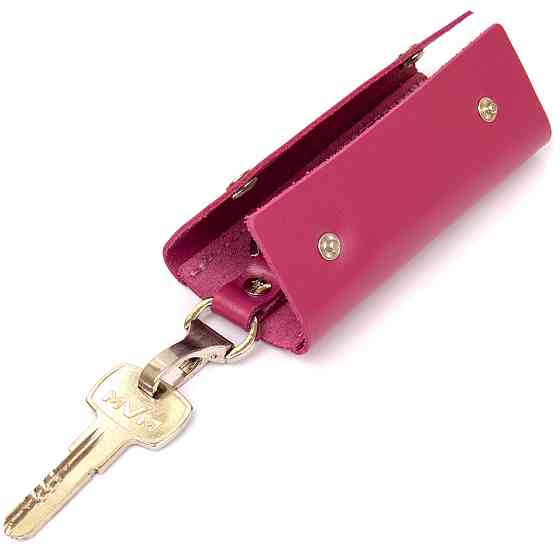 Ключниця тубус шкіряна на кнопках Grande Pelle 11349 Фуксія Київ