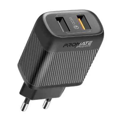 Зарядное устройство Promate biplug-qc3.eu-bk Винница