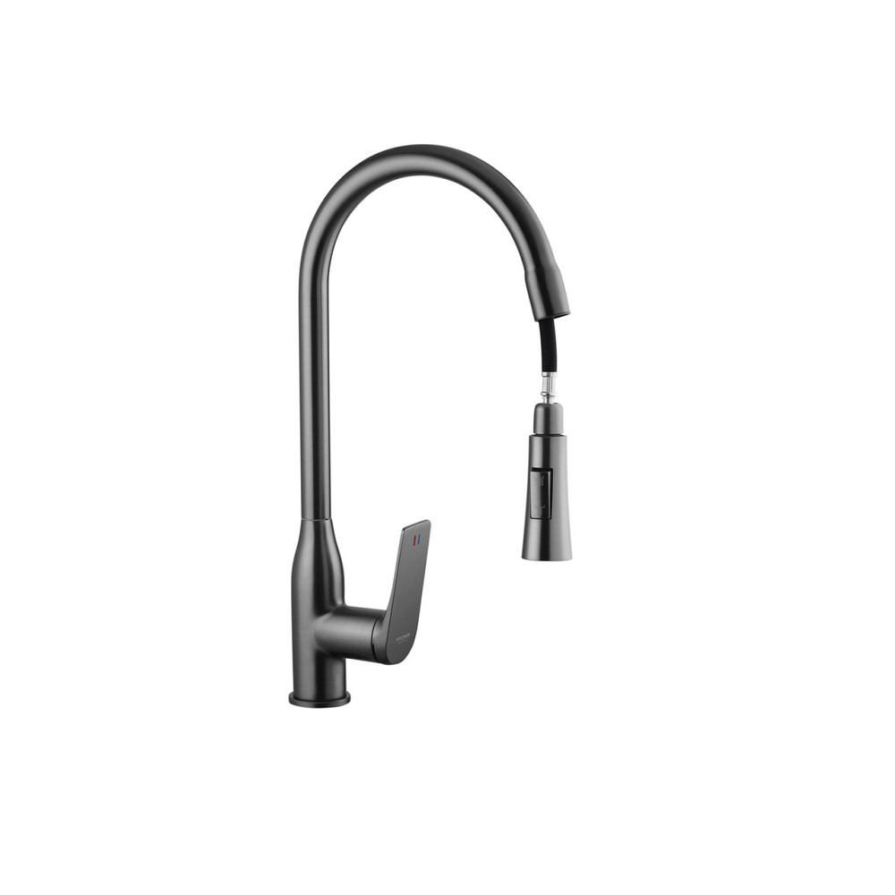 Смеситель для кухни с выдвижным изливом Kroner KRP Graz - GRP030-T графит Киев - изображение 5