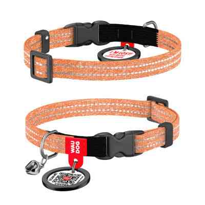 Ошейник для животных WAUDOG Re-cotton с QR паспортом, пластиковый фастекс XS оранжевый (16424) Винница