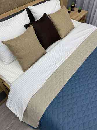 Покривало двостороннє Decorator Microfiber ромб 210х215 см синій з бежевим (85-021) Київ