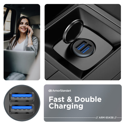 Зарядний пристрій Armorstandart 2xUSB QC3.0 Grey + cable Lightning (ARM82458) Вінниця - фото 3
